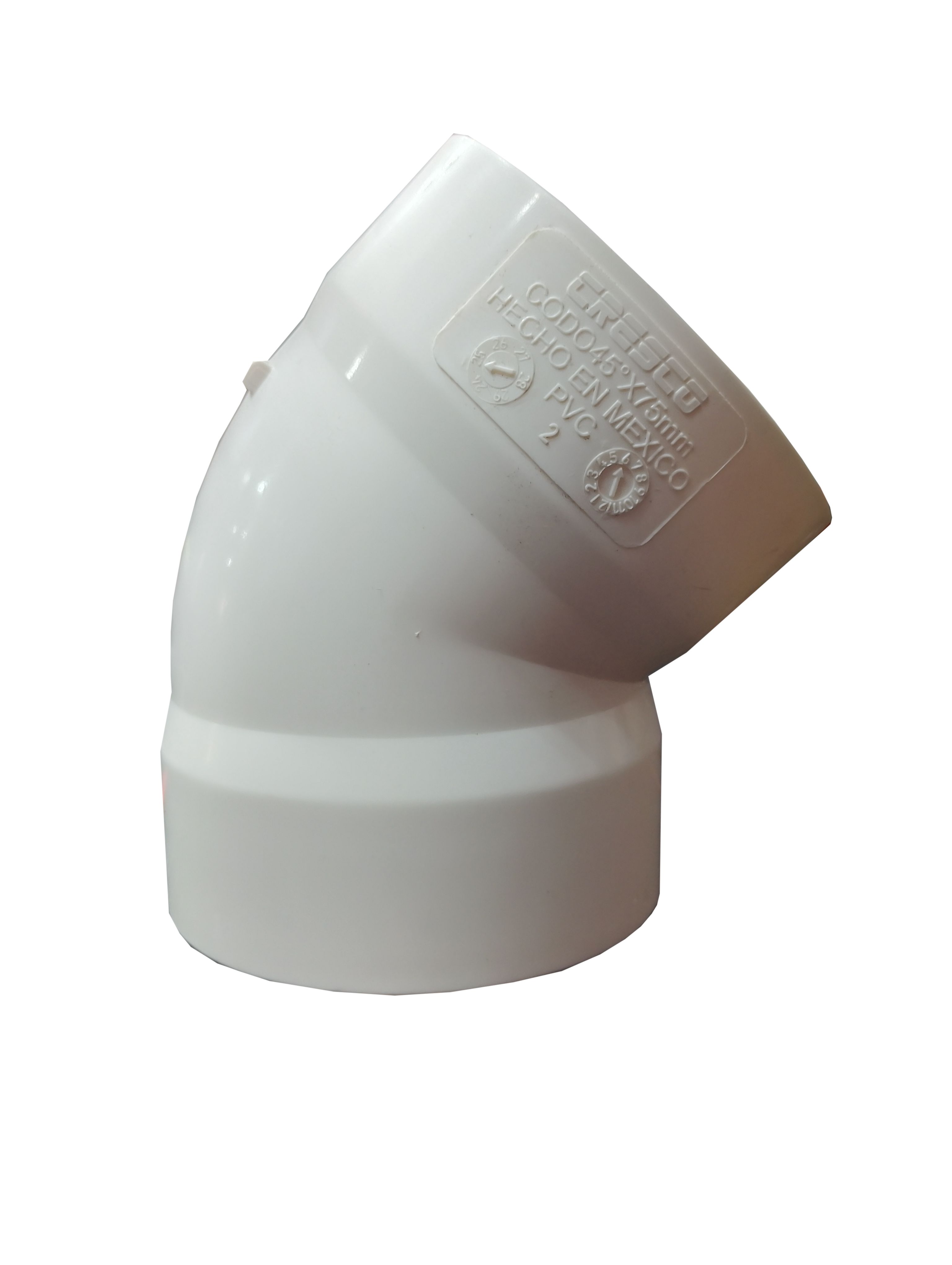 CODO DE PVC SANITARIO DE 3" X 45° MARCA CRESCO
